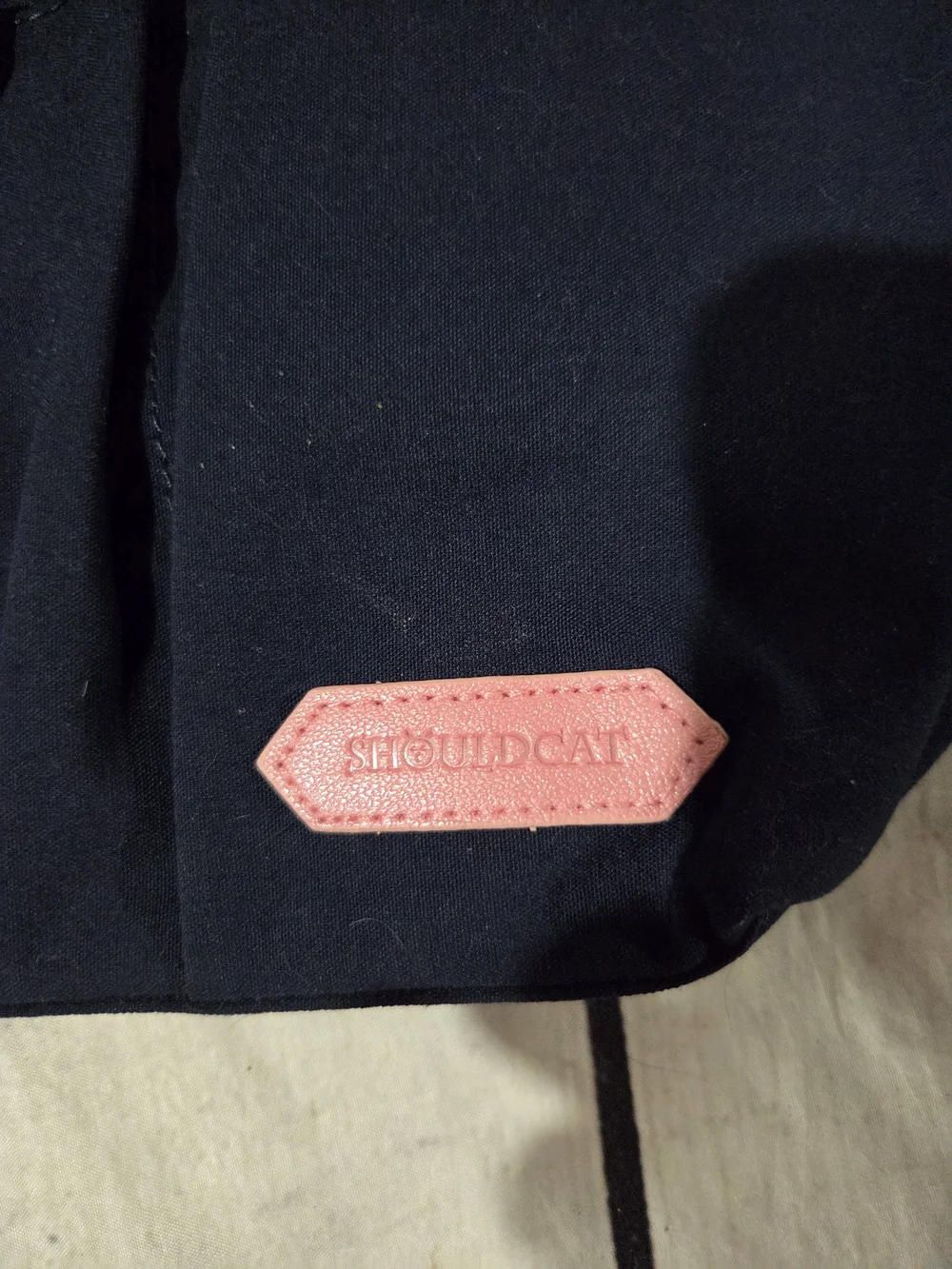 Shouldcat Women’s Navy Canvas Pouch with Pink Trim